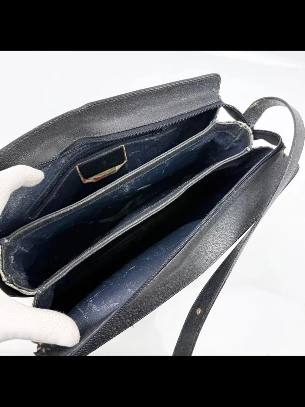 Gucci Beige GG Canvas Crossbody with Navy & Red Stripe